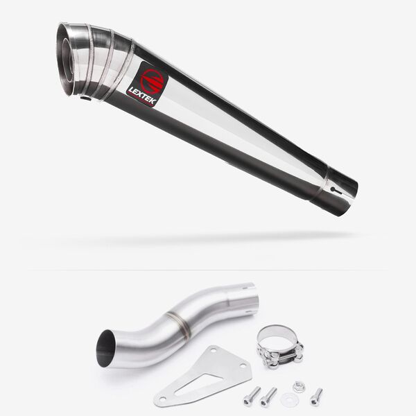 Lextek MP4 S/Steel Megaphone Exhaust 300mm Low Level with Link Pipe