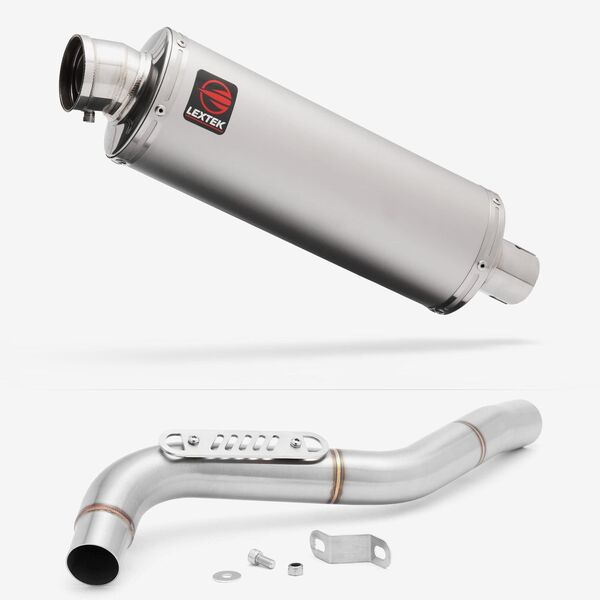 Lextek Stainless Steel OP1 Matt Exhaust 350mm with Link Pipe for Triumph Tiger 1050 (07-12)