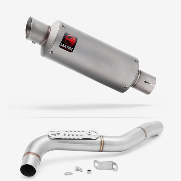 Lextek Matt Stainless Steel GP1 240mm Exhaust with Link Pipe for Triumph Tiger 1050 (07-12)