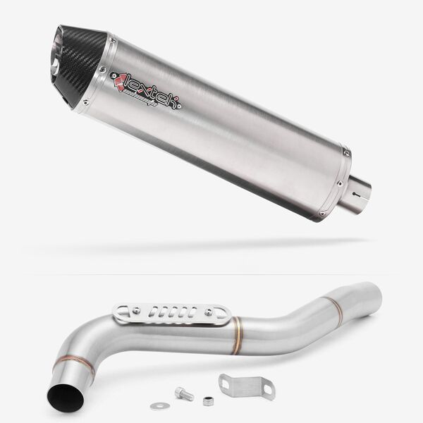 Lextek Stainless Steel RP1 Gloss Oval Exhaust 400mm with Link Pipe for Triumph Tiger 1050 (07-12)
