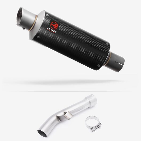 Lextek Carbon Fibre GP8C GP Stubby Exhaust 240mm with Link Pipe for Yamaha FZ1 (06-15)
