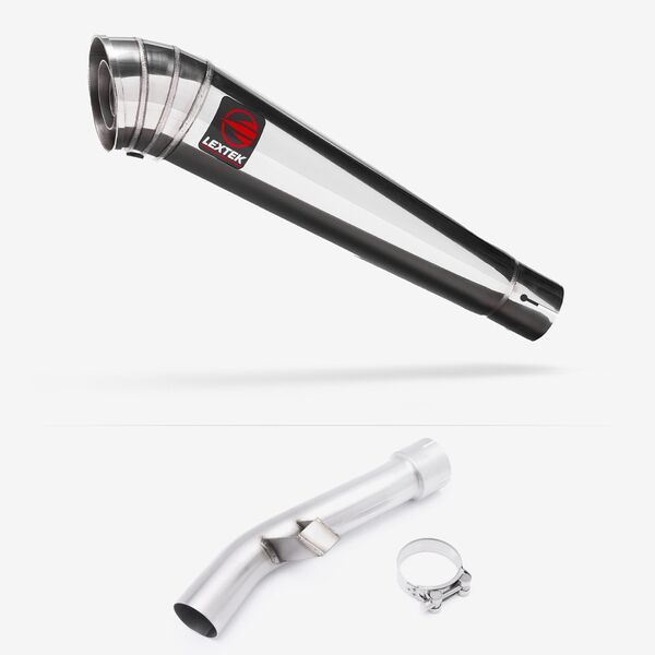 Lextek Stainless Steel MP4 Megaphone Exhaust 300mm with Link Pipe for Yamaha FZ1 (06-15)