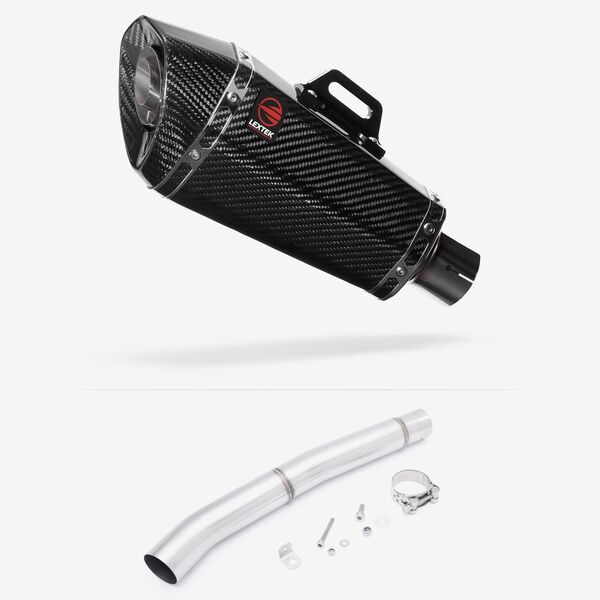 Lextek XP8C Carbon Fibre Exhaust 210mm with Link Pipe for Yamaha YZF R6 (06-16)