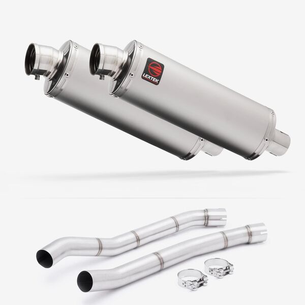 Lextek OP1 Matt S/Steel Exhaust 350mm with Link Pipes for Kawasaki ZZR1400 (12-19)