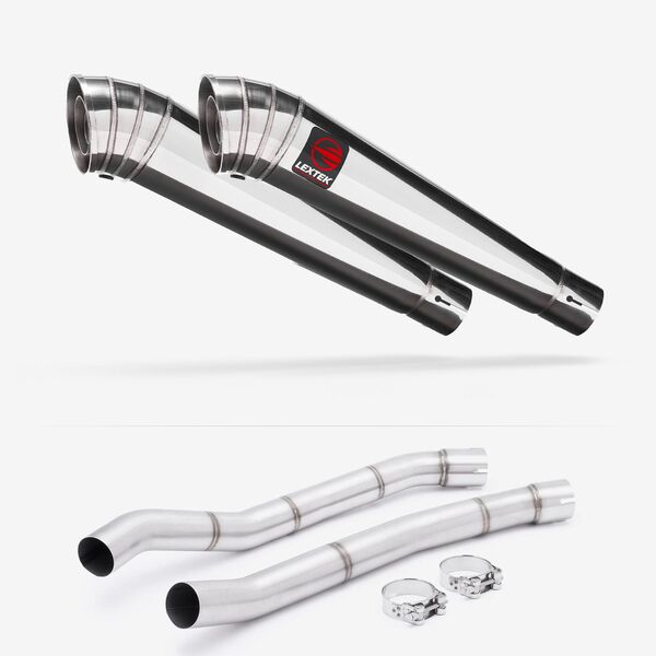 Lextek Polished Stainless Steel MP4 300mm Exhaust with Link Pipes for Kawasaki ZZR1400 (12-19)