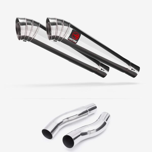 Lextek Stainless Steel MP4 Megaphone Exhaust 300mm with Link Pipes for Kawasaki Z1000 (14-19)