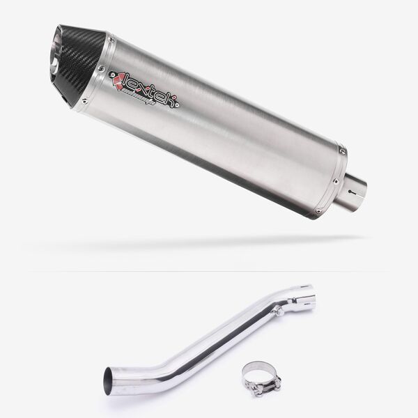 Lextek Stainless Steel RP1 Gloss Oval Exhaust 400mm with Link Pipe for Kawasaki ZX-10R Ninja (17- )