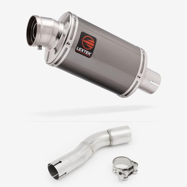Lextek Smoked Stainless Steel OP15 200mm Exhaust with Link Pipe for Honda CMX500 Rebel (17-19)