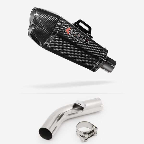 Lextek XP13C Carbon Fibre Exhaust 210mm with Link Pipe for Honda VFR800 X Crossrunner (11-14)