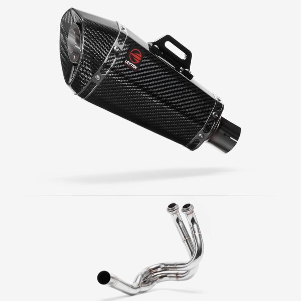 Lextek XP8C Carbon Fibre Exhaust System 210mm for Kawasaki ER6, Ninja 650, Z650, Versys 650