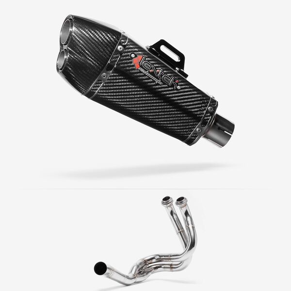 Lextek XP13C Carbon Fibre Exhaust System 210mm for Kawasaki ER6, Ninja 650, Z650, Versys 650