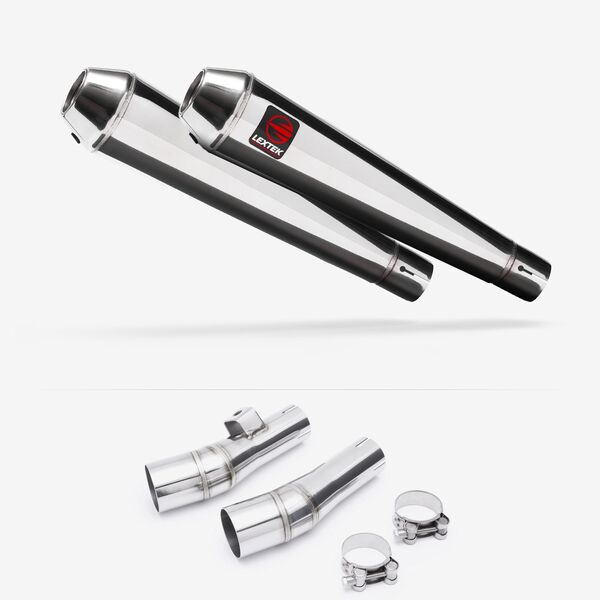 Lextek Polished Stainless Steel AC1 350mm Exhaust with Link Pipe