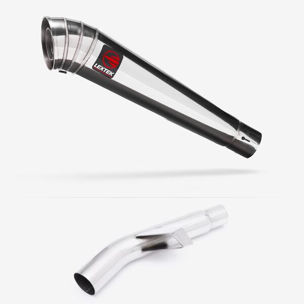 Lextek Stainless Steel MP4 Megaphone Exhaust 300mm with Link Pipe for Kawasaki Versys 1000 (15-18)