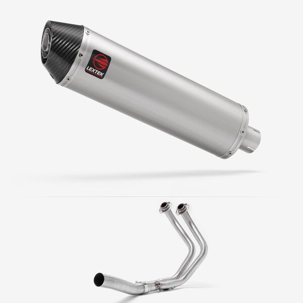 Lextek Brushed Stainless Steel RP1 400mm High Level Exhaust System for Yamaha MT-07/XSR 700 (14-22)