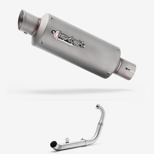 Lextek Stainless Steel GP1 Matt GP Stubby Exhaust System 240mm for Yamaha YZF-R125 / MT-125 (14-18)