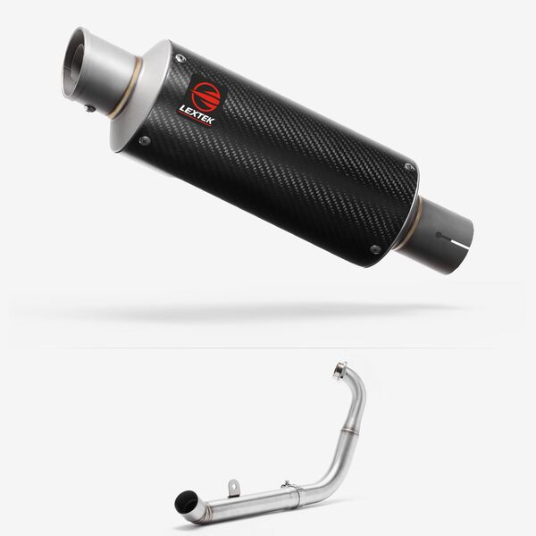 Lextek Carbon Fibre GP8C GP Stubby Exhaust System 240mm for Yamaha YZF-R125 / MT-125 (14-18)
