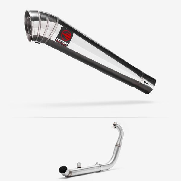 Lextek Stainless Steel MP4 Megaphone Exhaust System 300mm for Yamaha YZF-R125 / MT-125 (14-18)