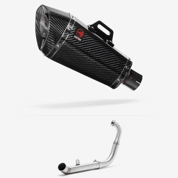 Lextek XP8C Carbon Fibre Exhaust System 210mm for Yamaha YZF-R125 / MT-125 (14-18)