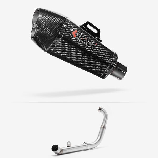 Lextek XP13C Carbon Fibre Exhaust System 210mm for Yamaha YZF-R125 / MT-125 (14-18)