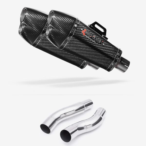 Lextek XP13C Carbon Fibre Exhaust 210mm with Link Pipes for Kawasaki Z1000 (14-19)