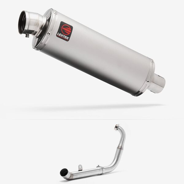Lextek Stainless Steel OP1 Matt Exhaust System 350mm for Yamaha YZF-R125 / MT-125 (14-18)
