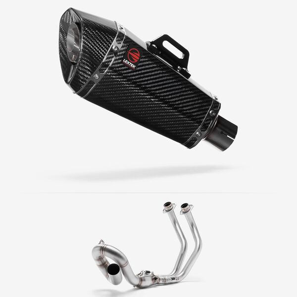 Lextek XP8C Carbon Fibre Exhaust System 210mm Low Level for Yamaha MT-07/XSR 700 (14-22)