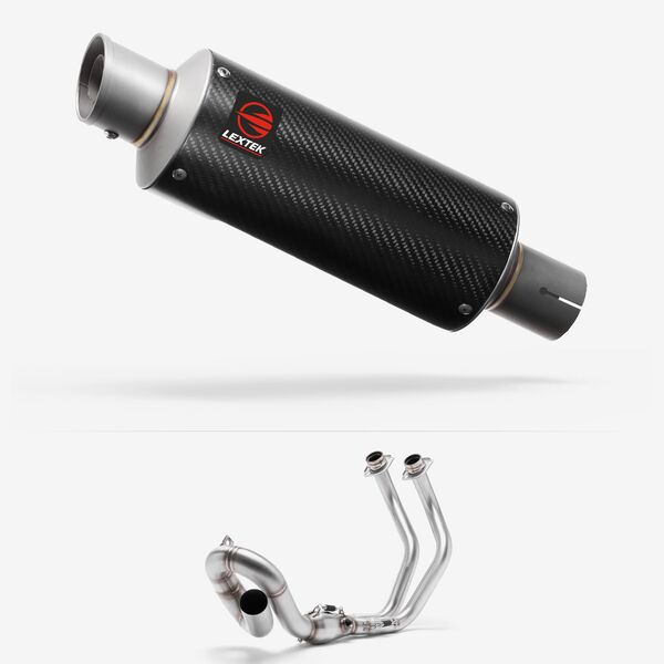 Lextek Carbon Fibre GP8C GP Stubby Exhaust System 240mm Low Level for Yamaha MT-07/XSR 700 (14-24)