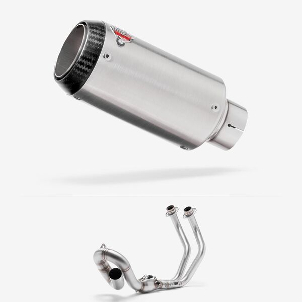 Lextek CP1 Matt S/Steel Carbon Tip Exhaust System 150mm Low Level for Yamaha MT-07 Tracer (16-24)