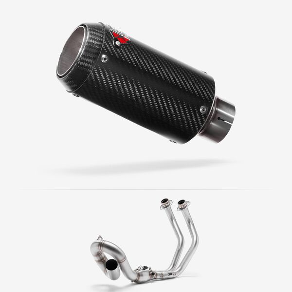 Lextek Carbon Fibre CP8C Exhaust System 150mm Low Level for Yamaha MT-07 Tracer (16-24)