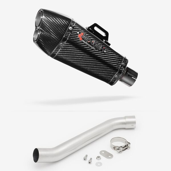 Lextek XP13C Carbon Fibre Exhaust 210mm with Link Pipes for Aprilia RSV 4 (09-14) Tuono (11-16)