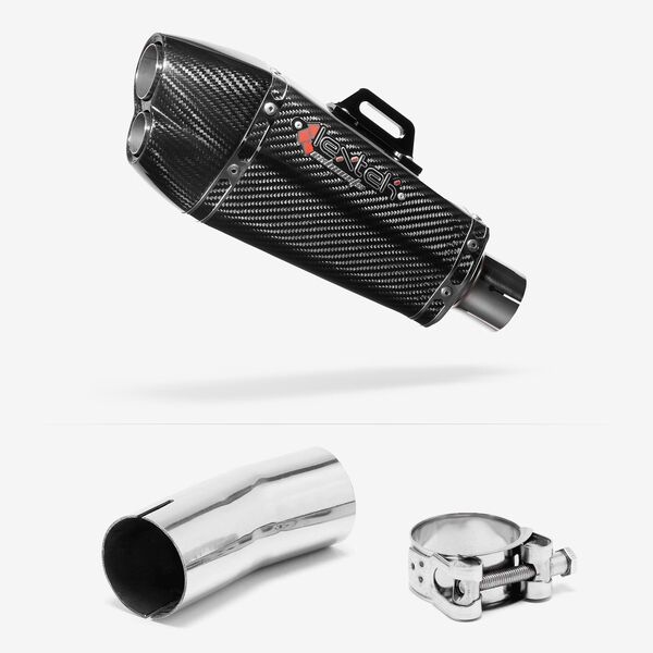 Lextek XP13C Carbon Fibre Exhaust 210mm with Link Pipe for Suzuki GSXR 1000 (12-22)