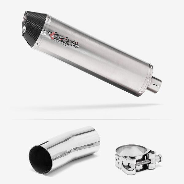 Lextek Stainless Steel RP1 Gloss Oval Exhaust 400mm with Link Pipe for Suzuki GSXR 1000 (12-22)