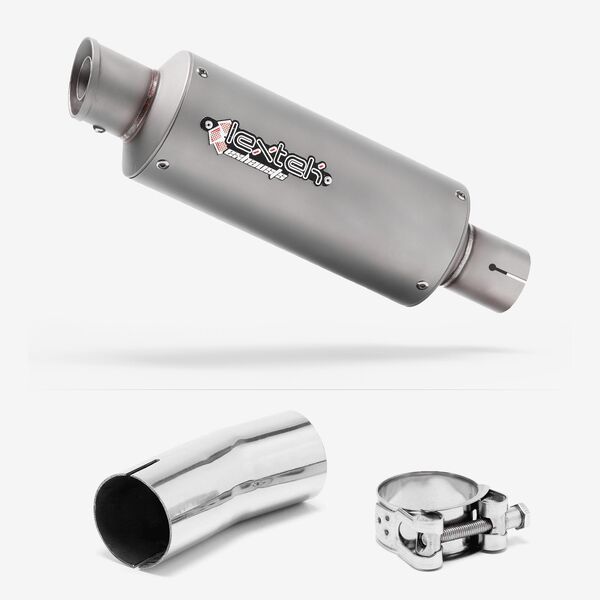 Lextek Stainless Steel GP1 Matt GP Stubby Exhaust 240mm with Link Pipe for Suzuki GSXR 1000 (12-22)
