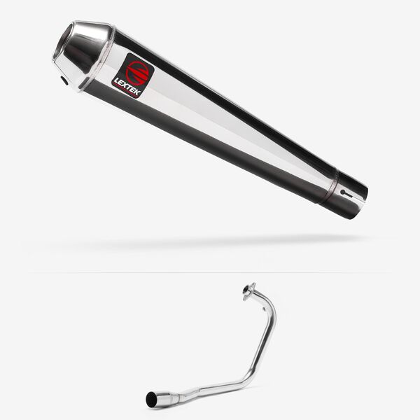Lextek Polished Stainless Steel AC1 Classic Exhaust System 350mm for Lexmoto Valiant 125