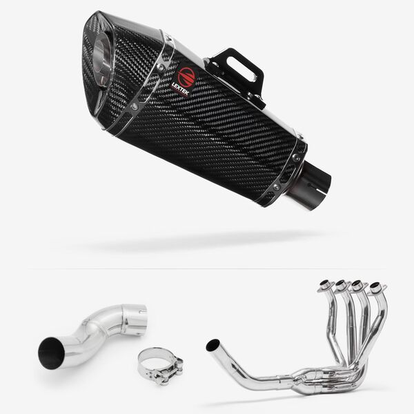 Lextek XP8C Carbon Fibre Exhaust System 210mm for Kawasaki Z900 (17-19)