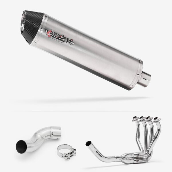 Lextek RP1 Gloss S/Steel Oval Exhaust System 400mm for Kawasaki Z900 (17-19)