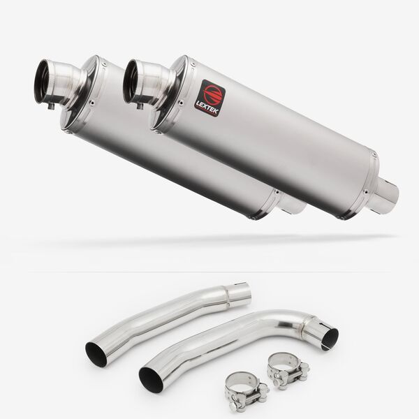 Lextek Stainless Steel OP1 Matt Exhaust 350mm with Link Pipe for Honda VTR 1000 (97-05)