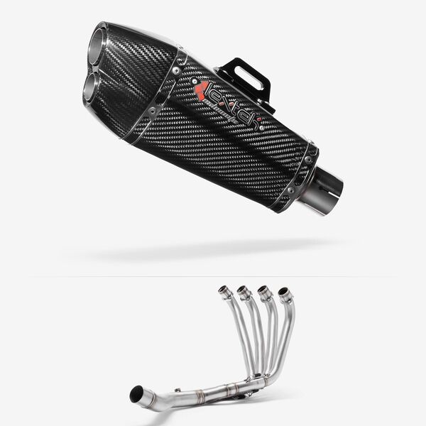 Lextek XP13C Carbon Fibre Exhaust System 210mm for Honda CBR650F/CB650F (14-19)