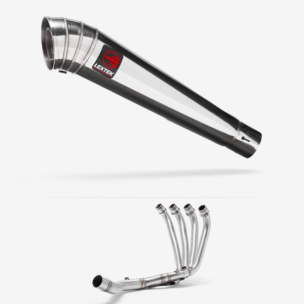 Lextek Stainless Steel MP4 Megaphone Exhaust System 300mm for Honda CBR650F/CB650F (14-19)