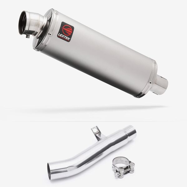 Lextek OP1 Matt S/Steel Exhaust 350mm with Link Pipe for Honda CBF 600 (04-07)