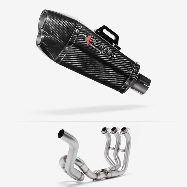 Lextek Carbon Fibre XP13C Exhaust System 210mm High Level for Yamaha MT-09 (13-20)