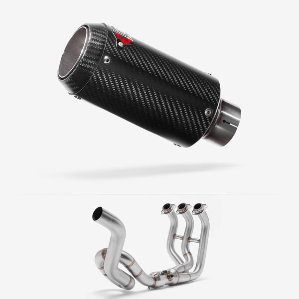 Lextek Carbon Fibre CP8C Exhaust System 150mm High Level for Yamaha MT-09 (13-20)