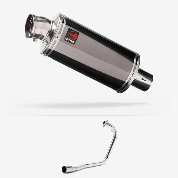 Lextek Dark Tint Stainless Steel OP16 Full Exhaust System 250mm for Lexmoto Valiant 125