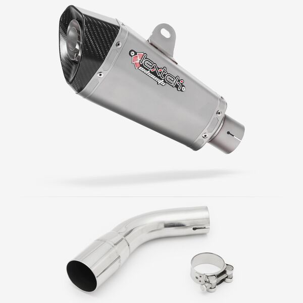 Lextek Stainless Steel XP10 Matt Exhaust 210mm with Link Pipe for Suzuki SV650 (16-20)