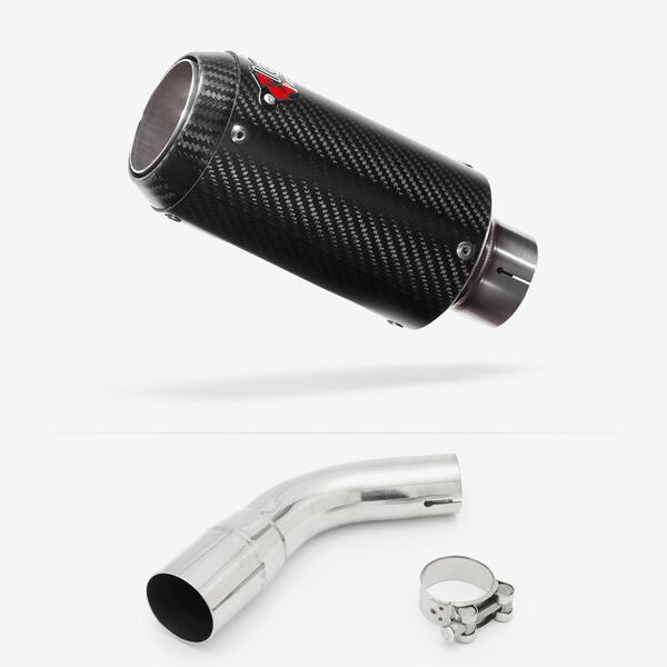 Lextek Carbon Fibre CP8C Exhaust 150mm with Link Pipe for Suzuki SV650 (16-20)