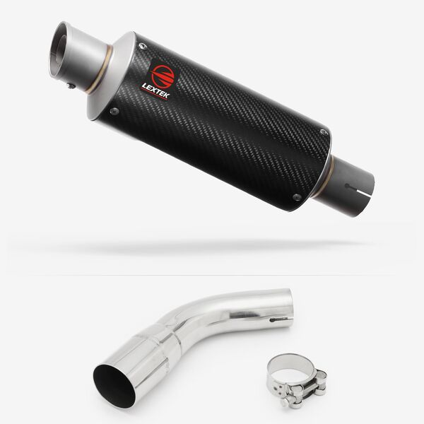 Lextek Carbon Fibre GP8C GP Stubby Exhaust 240mm with Link Pipe for Suzuki SV650 (16-20)