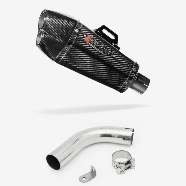 Lextek XP13C Carbon Fibre Exhaust 210mm with Link Pipe for Honda CB1000R (08-17)