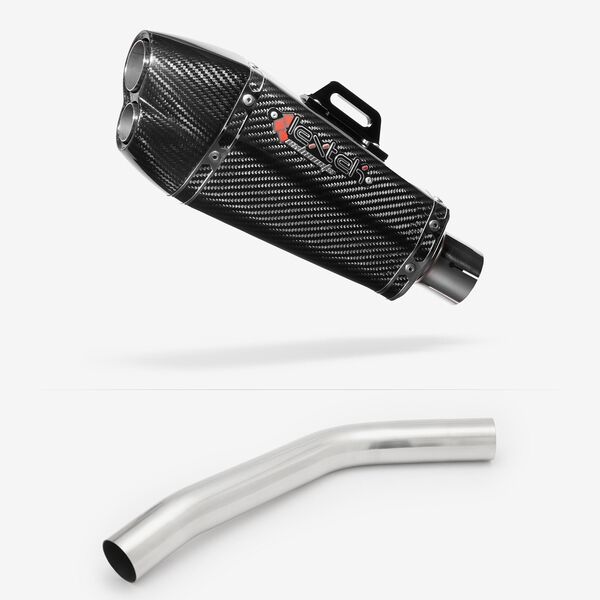 Lextek XP13C Carbon Fibre Exhaust 210mm with Link Pipe for Triumph Tiger 800 (10-19)