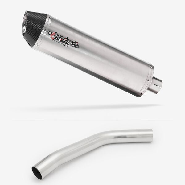 Lextek Stainless Steel RP1 Gloss Oval Exhaust 400mm with Link Pipe for Triumph Tiger 800 (10-19)
