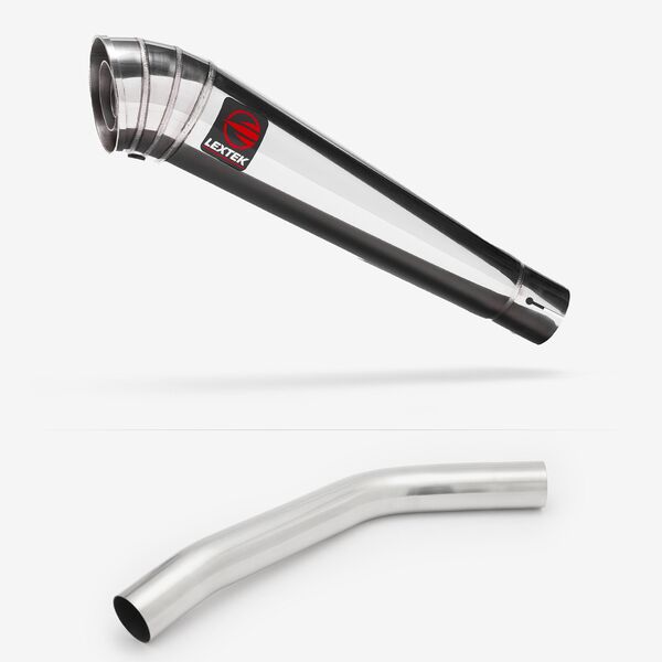 Lextek Polished Stainless Steel MP4 300mm Exhaust with Link Pipe for Triumph Tiger 800 (10-19)
